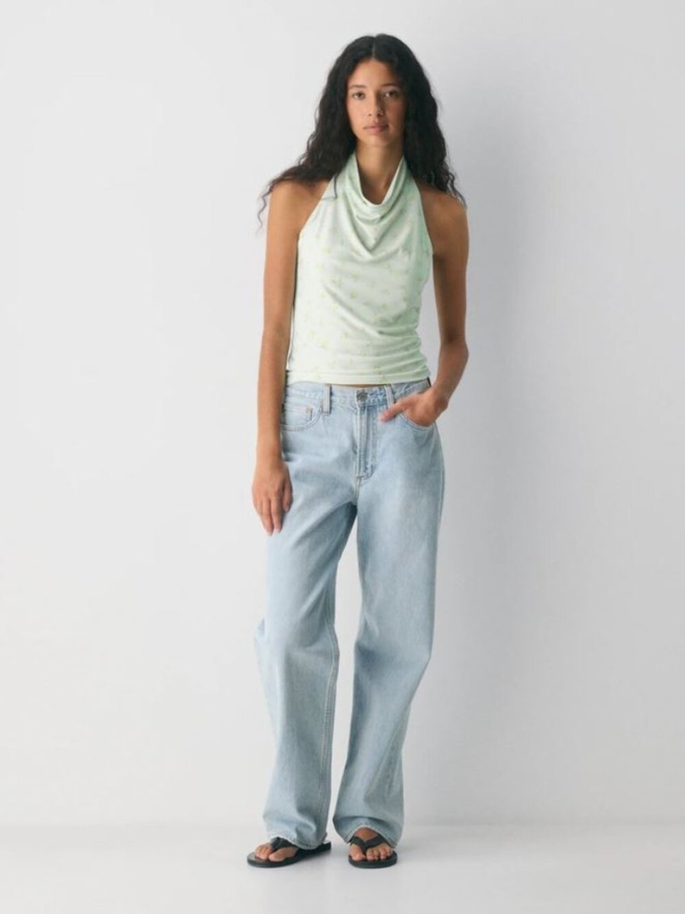 Aritzia Smooth Matter™ Tower Halter Top | Wilfred Floral Blue-Green Halter Top